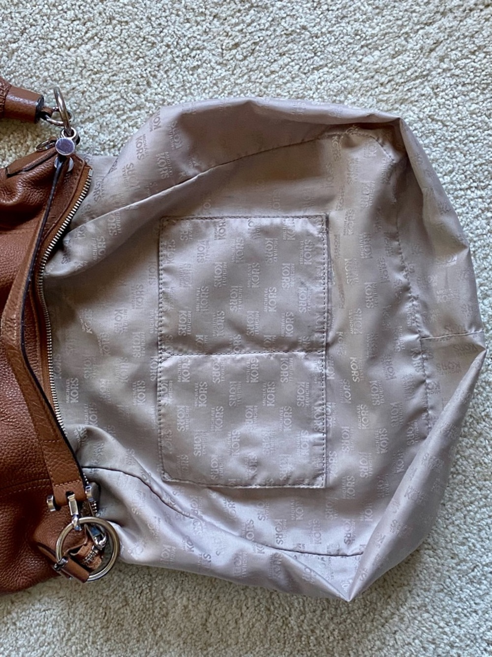 Michael Kors Caramel Pebbled Leather Large Hobo Bag With Tassel - Picture 10 of 14